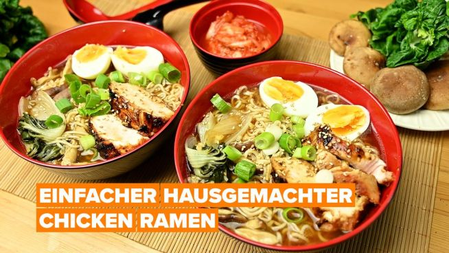 Einfachen Hühnchen-Ramen zu Hause zubereiten